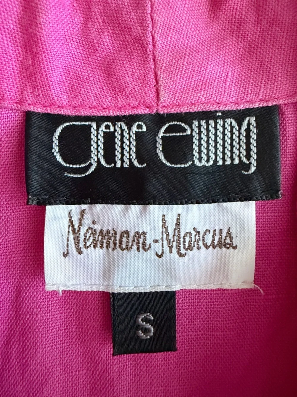 🩷🎀GENE EWING Neiman Marcus Magenta Linen Blouse Shirt - Picture 5 of 5